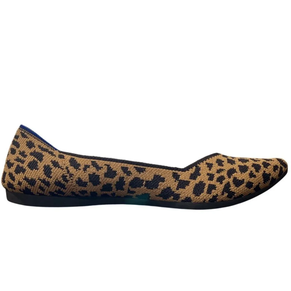 Rothys The Point Leopard Print Flats Women Size 8 Knit Big Cat Tan Black Slip-On - Picture 6 of 10